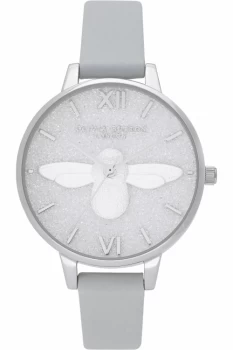 Image of Olivia Burton 3D Bee, Eco Light Grey & Silver Watch OB16GD52