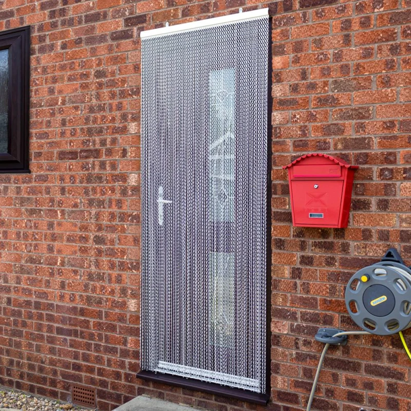 Image of Vermatik Aluminium Silver Fly Screen Curtains Metal Door Fly Screens Silver Unisex