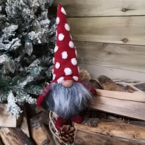 Image of 32cm Festive Christmas Red & Grey Bearded Gonk with White Polka Dot Hat