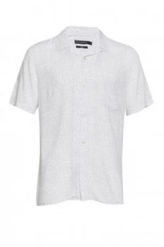 Image of Mens French Connection Matchstick Memphis Cuban Collar Shirt White