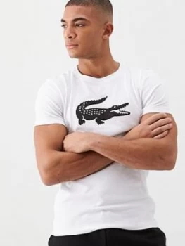 Image of Lacoste Sports Crocodile Logo Print T-Shirt - White