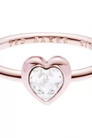 Image of Ted Baker Ladies Rose Gold Plated Crystal Heart Ring Size SM TBJ1683-24-02SM