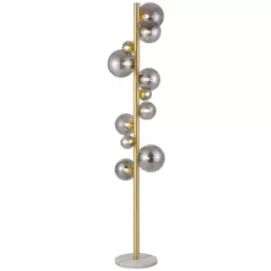 Image of Luminosa Marshall Floor Lamp, 11 Light G9, Satin Gold, Smoke Plated Glass