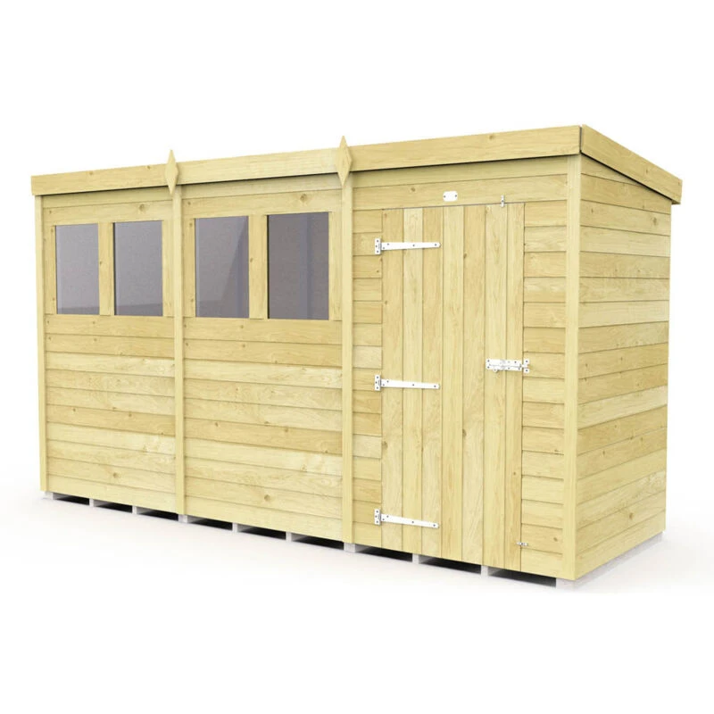 Image of Flat Pack Sheds DIY Sheds 12 x 4 Pent Shed, Brown 12X4PFF