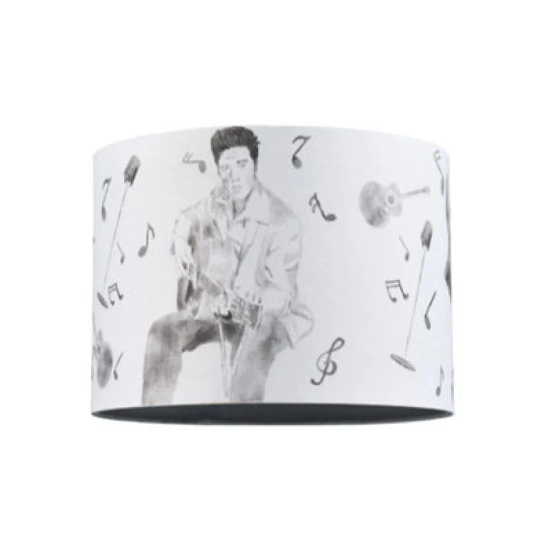 Image of Happy Homewares Elvis Presley Themed Linen Lampshade With Famous Poses And Guitars Musical Notes