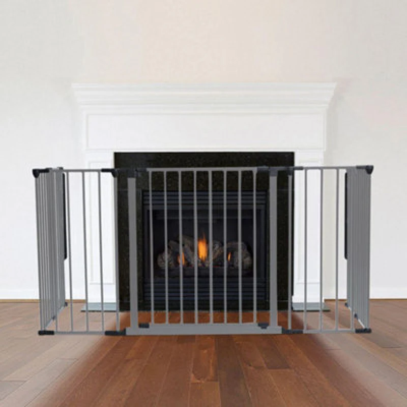 Image of Safetots Multi Panel Fire Surround, 71Cm Deep X 138Cm Wide, Grey, 70Cm Tall, Child And Pet Safety, Baby And Toddler Fire Guard