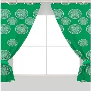 Image of Celtic FC Repeat Logo Pencil Pleat Curtains (54in x 66in) (Green/White)