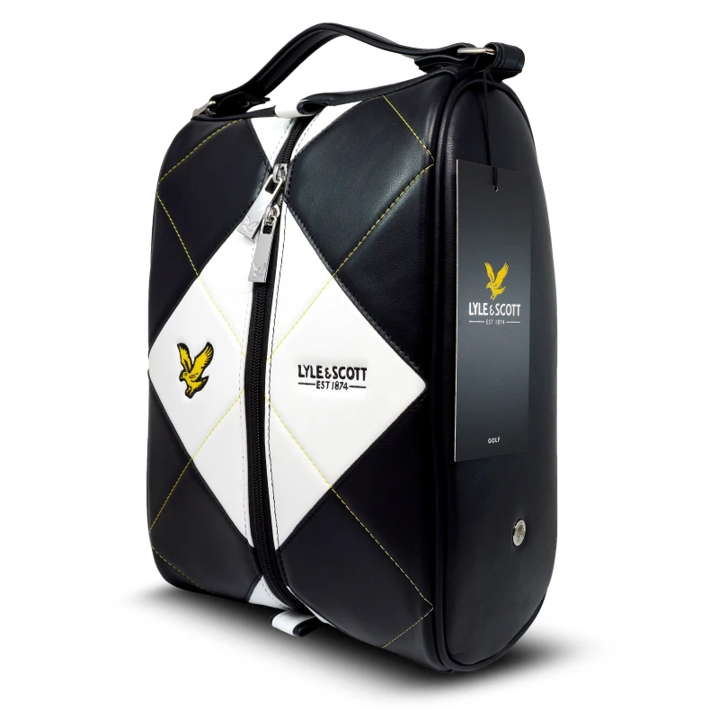 Image of Lyle and Scott Golf Lyle and Scott Golf Argyle Golf Shoe Bag - Black One Size Unisex