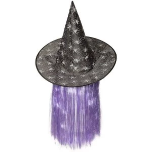 Image of Witch Hat With Hair (Black)