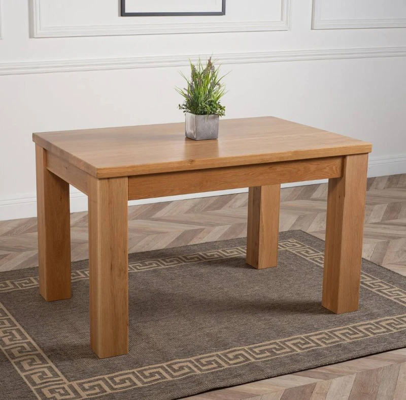Image of Thats Furniture Dakot 127cm Chunky Small Solid Oak Dining Table in Light Oak Light Oak Unisex