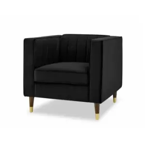 Image of Thomas V2 Black Velvet 1 Seater Sofa