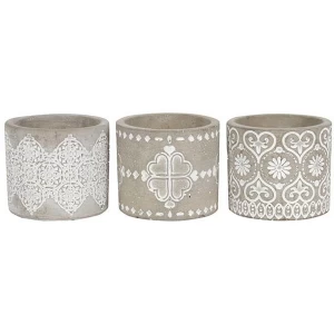 Image of Grey Pattern Candle Holder Pack Of 3