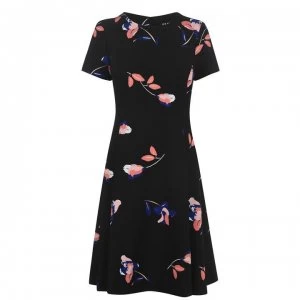 Image of DKNY A Line Flutter Sleeve Dress - Buds Blk Multi