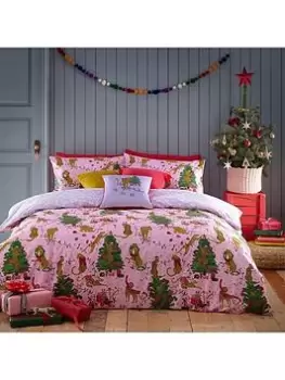 Image of Furn Purrfect Christmas Duvet Cover Set In Pink