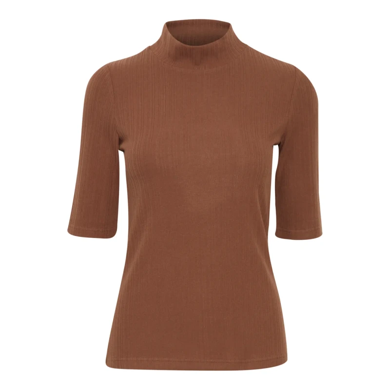 Image of fransa Womens T-Shirt fransa Henley Marron Female 2XL