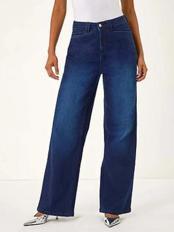 Image of Dusk Womens Denim Stretch Wide Leg Jeans in Indigo Size: 14 Indigo Female 14