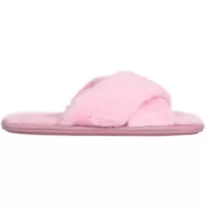 Image of Jack Wills Faux Fur Cross Over Slippers - Pink