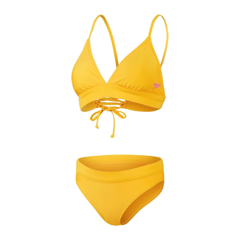 Image of Speedo Womens Banded Tri Fold Two Piece Swimsuit Yellow female 28 (2XS)