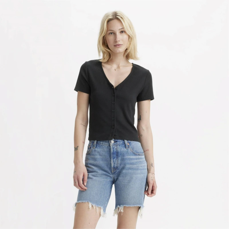 Image of Levis Short Sleeve Striped T-Shirt Caviar female 8 (XS)