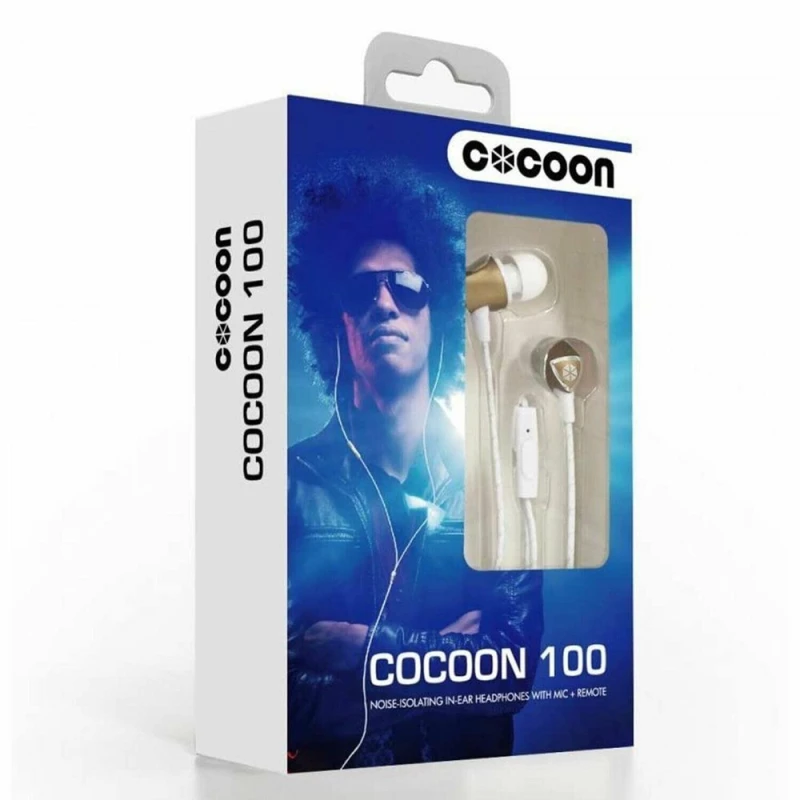 Image of Cocoon Cocoon 100 Series In-Ear Headphone - Gold Noise-Isolating, Tangle-Free, High-Quality Audio