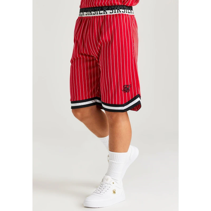 Image of SikSilk Retro Classic Basketball Shorts - Red Red 11 - 12 Years