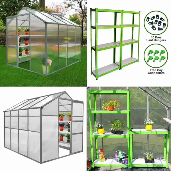 Image of Monstershop Greenhouse 6ft X 8ft And 2 X Water-resistant Racks