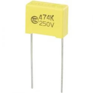 Image of MKS thin film capacitor Radial lead 0.47 uF 250 Vdc 5 15mm L x W x H 18 x 7.5 x 13.5mm