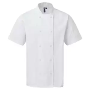 Image of Premier Unisex Adult Coolchecker Short-Sleeved Chef Jacket (S) (White)