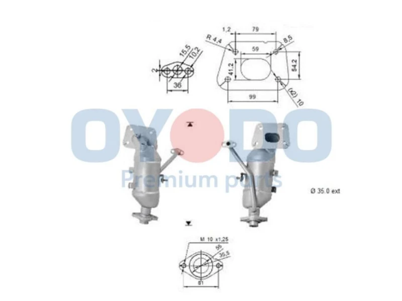 Image of Oyodo 10N0128-OYO Catalytic Converter with mounting parts Catalyst Converter (429)