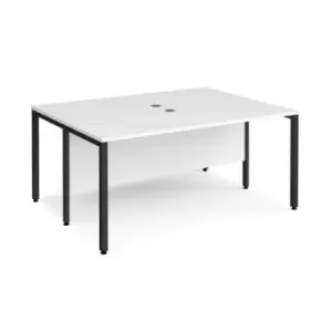 Image of Office Desk 2 Person Rectangular Desk 1600mm White Tops With Black Frames 1200mm Depth Maestro 25