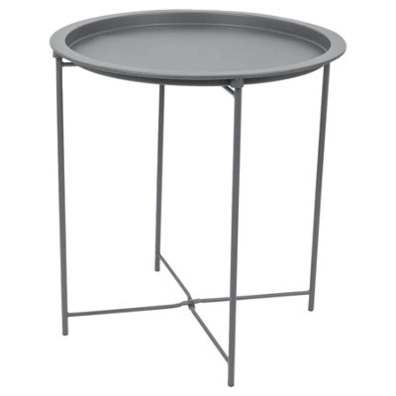Image of Harbour Housewares Round Steel Tray Table - Matt Grey