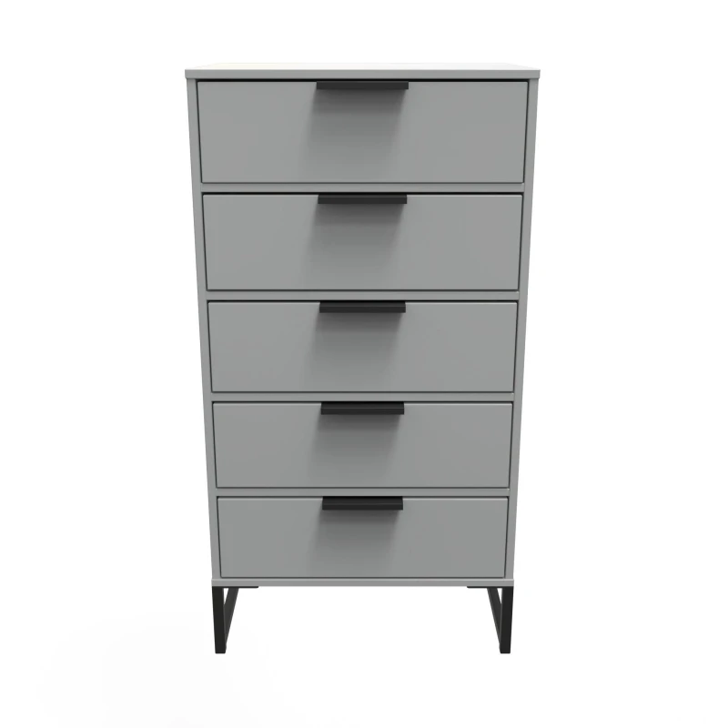 Image of Madrid 5 Drawer Tallboy In Dusk Grey (Ready Assembled)