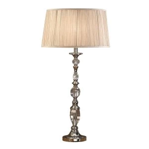 Image of 1 Light Large Table Lamp Polished Nickel Plate with Beige Shade, E14