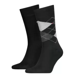 Image of Tommy Bodywear Hilfiger 2 Pack Check Socks Mens - Black