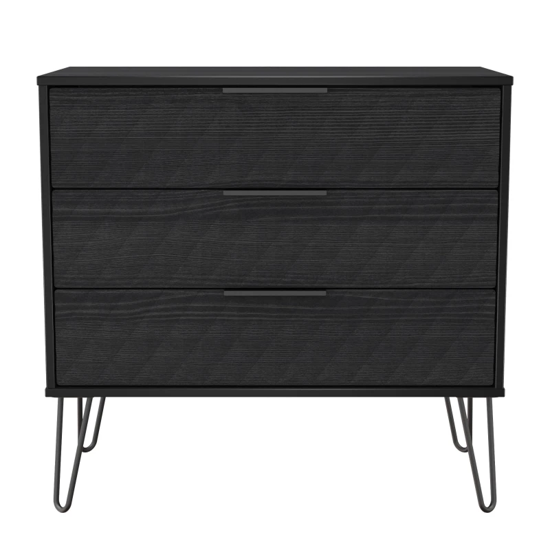 Image of Ready Assembled 2 U Islay 3 Drawer Chest (Ready Assembled) in Black Size: Medium Black Unisex Medium