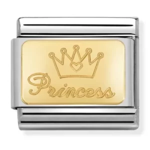Image of Nomination CLASSIC Gold Engraved Signs Princess Charm 030121/47