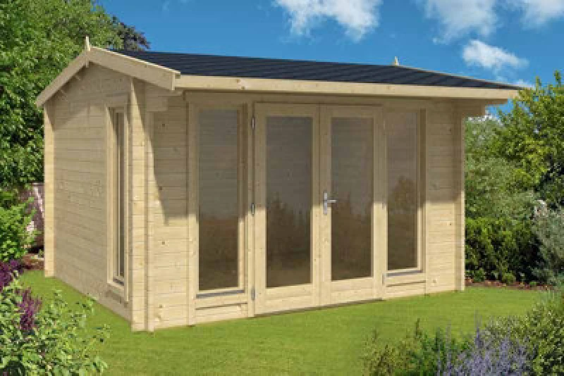 Image of Lasita Maja Jubilee 44-Log Cabin, Wooden Garden Room, Timber Summerhouse, Home Office - L370 X W412.5 X H245.1 Cm