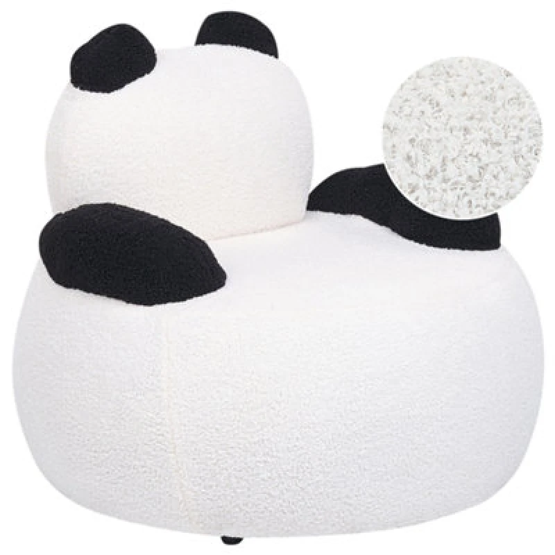 Image of Beliani Kids Armchair Panda Viby Boucle White