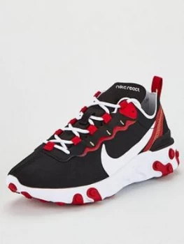 Image of Nike React Element 55 - Black/White/Red , Black/White/Red, Size 3, Women