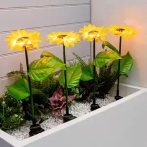 Image of Streetwize Pack Of 4 Solar Powered Sunflower Stake Light