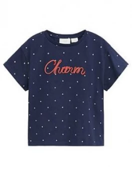 Image of Mango Girls Charm Spot Short Sleeve Tshirt - Navy