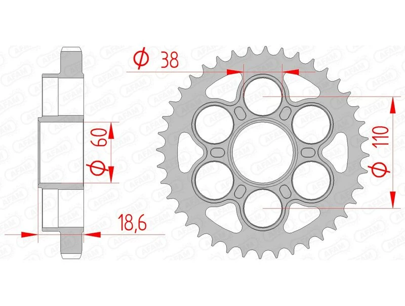 Image of AFAM Steel Standard Rear Sprocket 50900 - 530