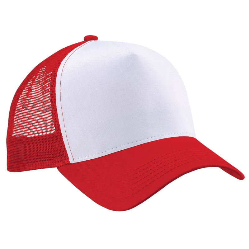 Image of Beechfield Beechfield Men Half Mesh Trucker Cap Headwear in Red Red One Size Male 5055747801194