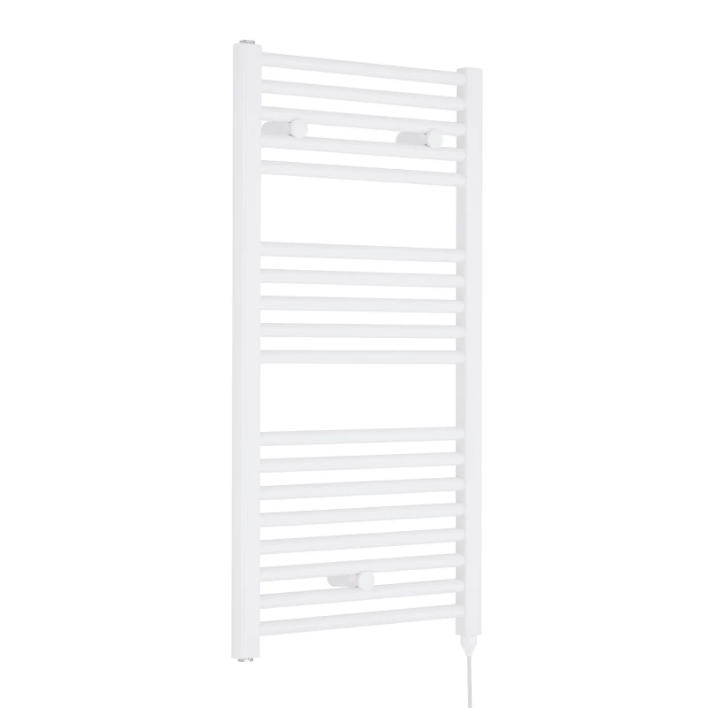 Image of Balterley Electric Vertical Round Towel Rail 500 Watt Gloss White 920x 480mm White