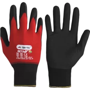 Image of Nitrile Coated Gloves, Mechanical Hazard, Black/Red, Size 7