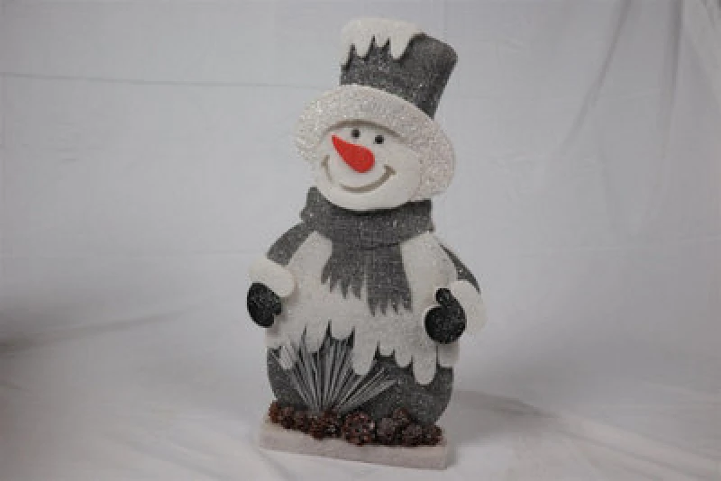 Image of Shatchi 52cm Grey Snowman Christmas Tabletop Figures Window Wall Glitter Foam Showpiece Decorations Grey