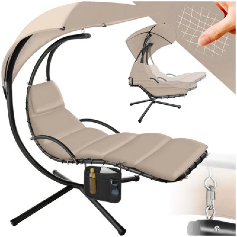 Image of tectake Hanging Chair Elaria in Beige Size: 1 Seater Beige Unisex 1 Seater