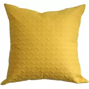 Image of HOMESCAPES Ultrasonic Yellow Quilted Embossed Cushion Cover, 80 x 80cm - Yellow - Yellow