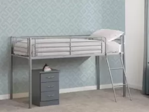 Image of Seconique Kora 3ft Single Silver Metal Mid Sleeper Bed Frame