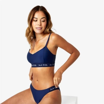 Image of Jack Wills Eco V Neck Ribbed Bikini Top - Navy
